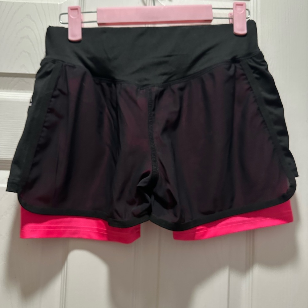 Athleta Black and Pink Athletic Shorts